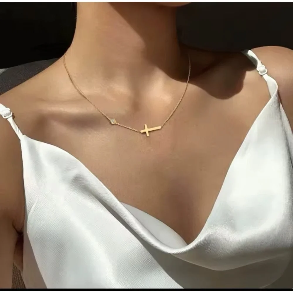 Cross Necklace | 14k Hypoallergenic Stainless Steel | Dainty Faith Jewelry - Picture 4 of 6